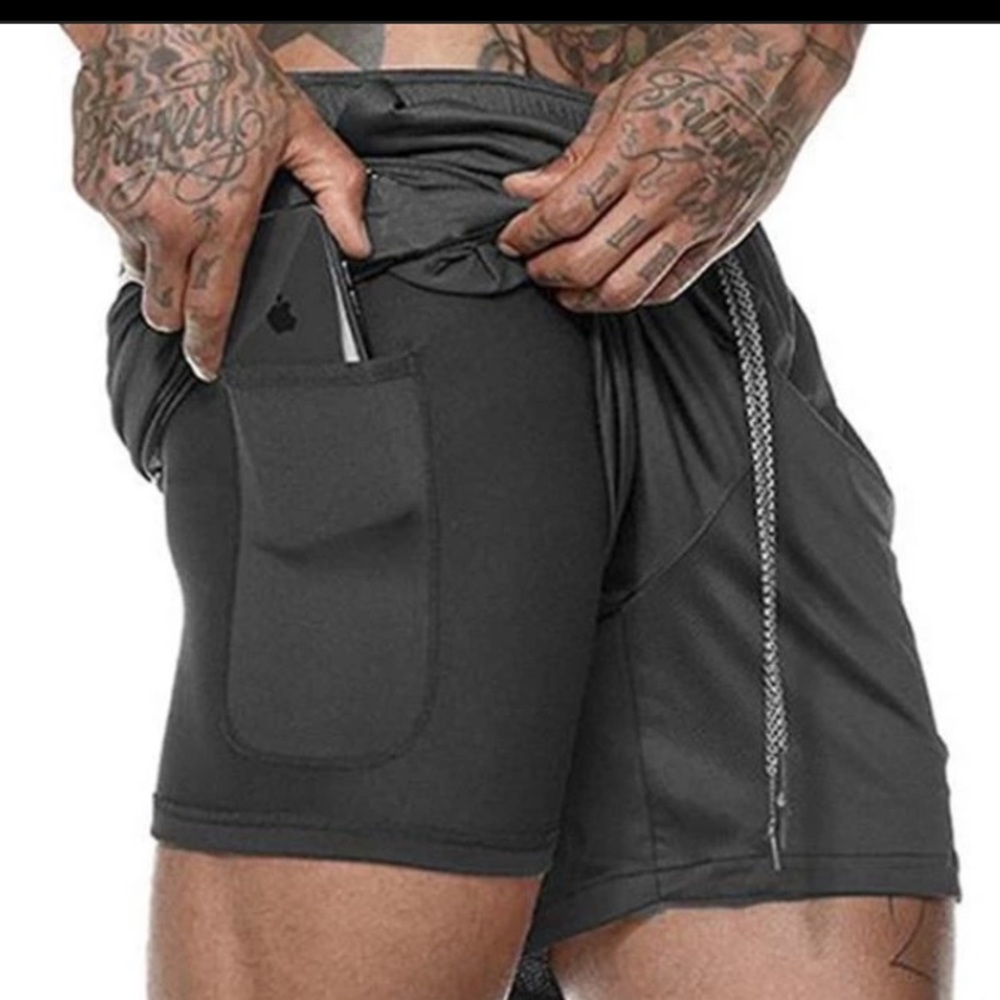 Men’s Black Gym Shorts w Detailed Pockets
